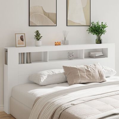 vidaXL Wezgłowie łóżka z LED, białe, 220x18,5x103,5 cm