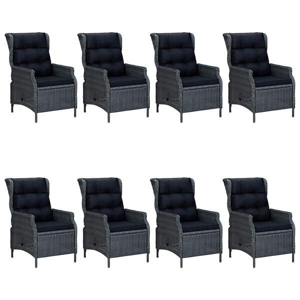 vidaXL 9-częściowy zestaw mebli ogrodowych, ciemnoszary