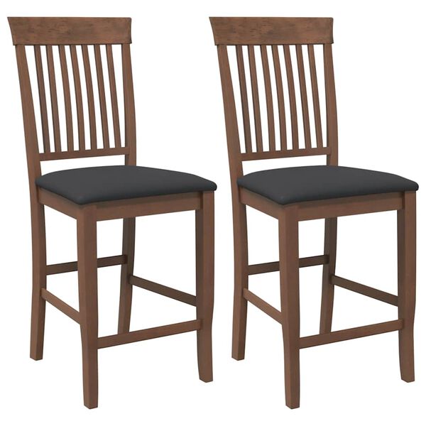 vidaXL Hokery barowe z poduszkami 2 szt. Brązowe lite drewno gumowe