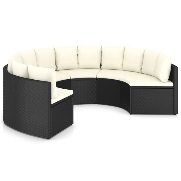 vidaXL 6-częściowa sofa ogrodowa z poduszkami, rattan PE, czarna