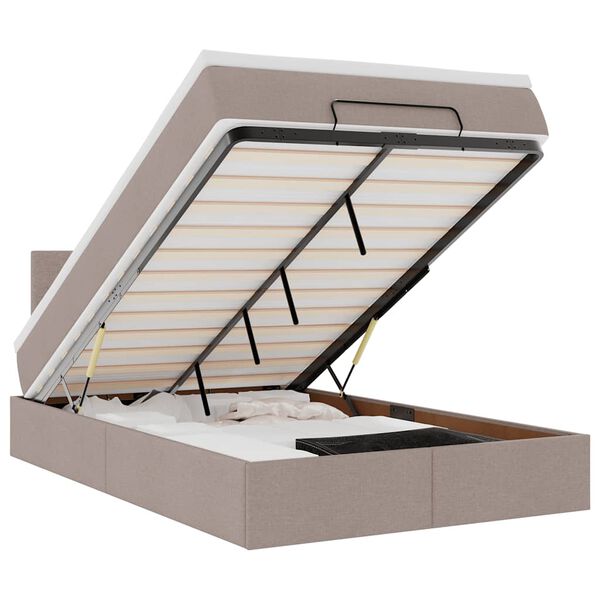 vidaXL Rama łóżka otomana z materacem, taupe, 120x200 cm, tkanina