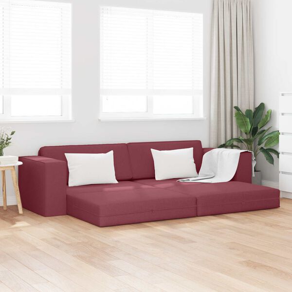 vidaXL Sofa Bed 200cm Czerwone wino tkanina