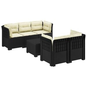 vidaXL 5-osobowa sofa ogrodowa z poduszkami w stylu rattanowym PP