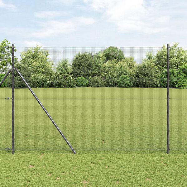 vidaXL Spawana siatka ogrodzeniowa Szary 1.6 x 25 m Stal