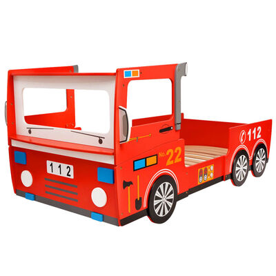 vidaXL Łóżko dziecięce wóz strażacki, 200x90 cm, czerwony