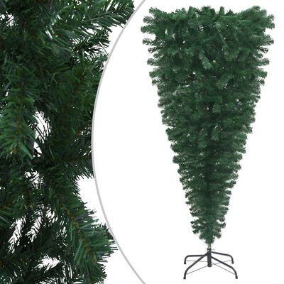 vidaXL Sztuczna choinka z lampkami, zielona, odwrócona, 120 cm