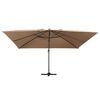 vidaXL Parasol wiszący z LED i aluminiowym słupkiem, 400x300 cm, taupe