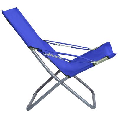 vidaXL Składane krzesła plażowe, 2 szt., tkanina, niebieskie
