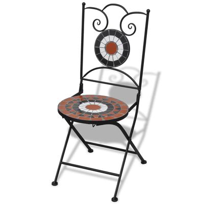 vidaXL Składane krzesła bistro, 2 szt., ceramiczne, terakota i biel