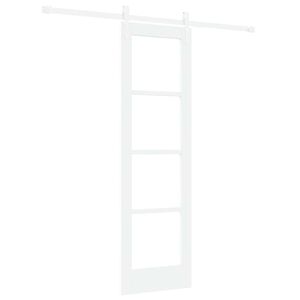 vidaXL Drzwi przesuwne Biały 61 x 198,5 cm Lite drewno sosnowe i szkło