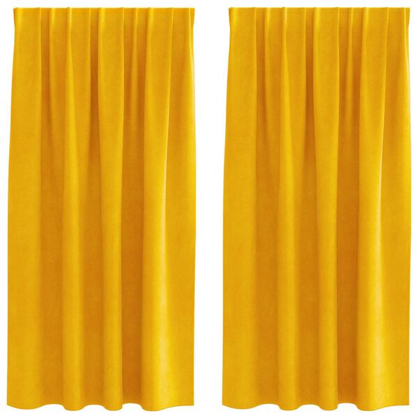 vidaXL Zasłony zaciemniające 2 pcs Musztardowy Ż&oacute;łty 140 x 175 cm