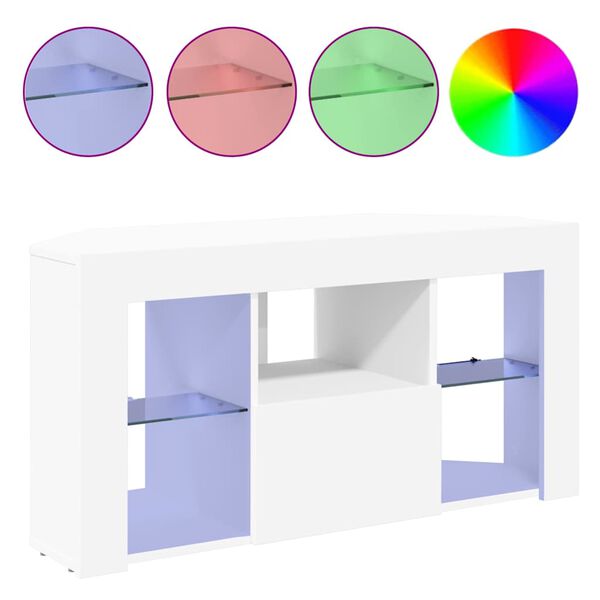 vidaXL Kątowa szafka LED pod telewizor Biały 100 x 40 x 50 cm