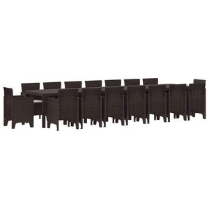 vidaXL Zestaw do jadalni ogrodowej z poduszkami 17 pcs Brązowy PP