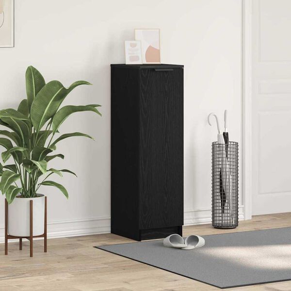 vidaXL Szafka na buty z p&oacute;łką z drzwiami Czarny Dąb 29,5 x 35 x 101 cm