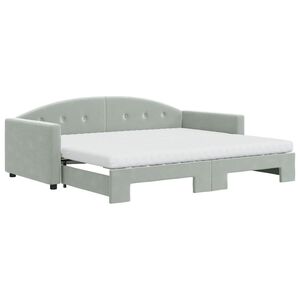 vidaXL Sofa rozsuwana z materacami, jasnoszara, 90x190 cm, aksamit