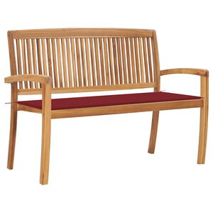 vidaXL Sztaplowana ławka ogrodowa z poduszką, 128,5 cm, drewno tekowe