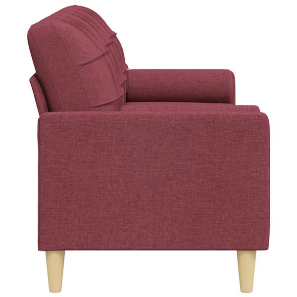 vidaXL 3-osobowa sofa z poduszkami, winna czerwień, 210 cm, tkanina