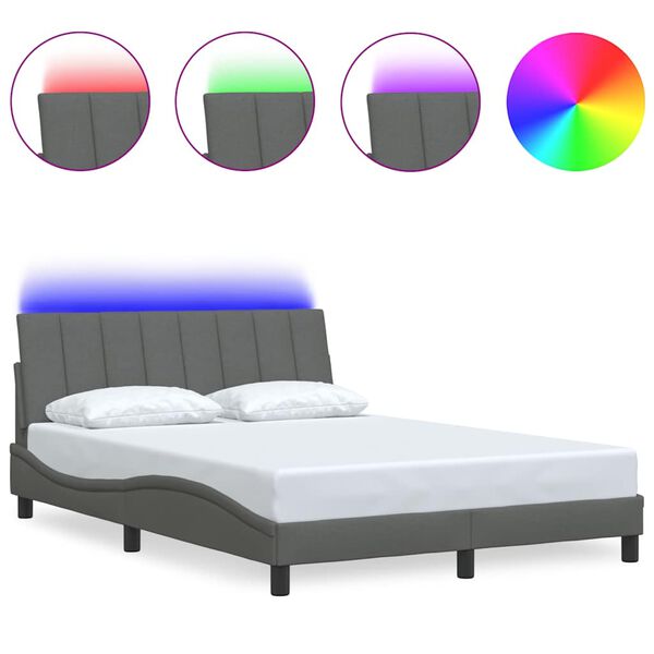 vidaXL Rama ł&oacute;żka bez materaca, Hanko, ciemnoszara, 140x190 cm, obita tkaniną