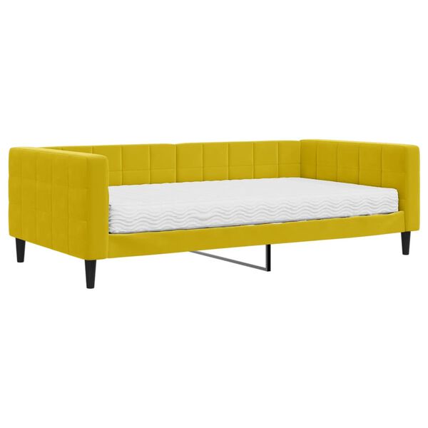 vidaXL Sofa z materacem do spania, ż&oacute;łta, 100x200 cm, aksamit