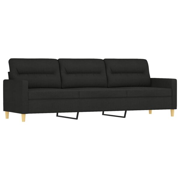 vidaXL 3-osobowa sofa wypoczynkowa z poduszkami, czarna, 210 cm