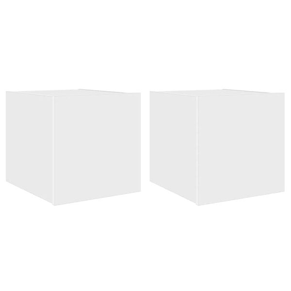 vidaXL Ścienne szafki TV z LED, 2 szt., białe, 30,5x35x30 cm
