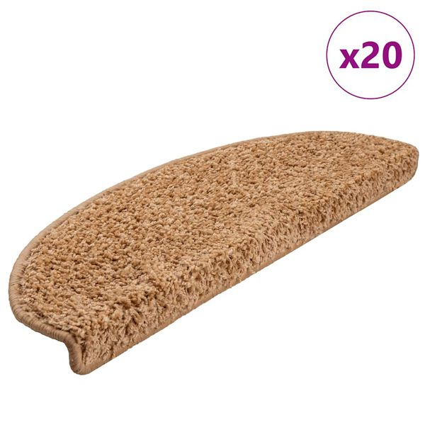 vidaXL Maty na schody 20 szt. 65x21x4 cm Beżowe p&oacute;łokrągłe duże