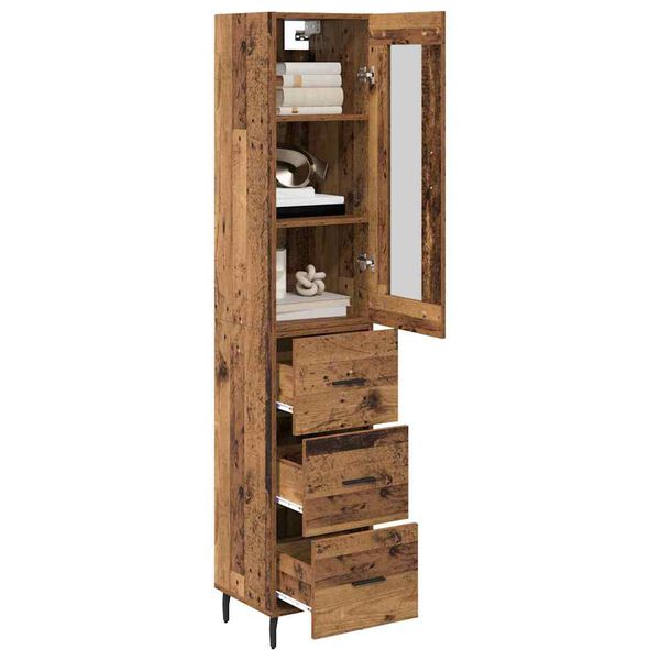 vidaXL Highboard z szufladą Stare drewno 34,5 x 34 x 180 cm