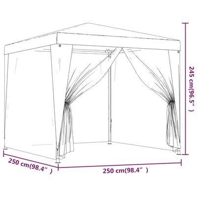 vidaXL Namiot imprezowy z 4 siatkowymi ściankami, 2,5x2,5 m, biały