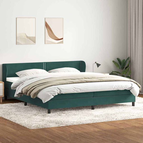 vidaXL Ł&oacute;żko typu Box Spring z materacami Ciemnozielone 180x220 cm