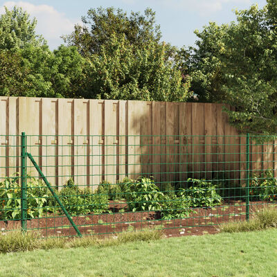 vidaXL Ogrodzenie z siatki, z kotwami, zielone, 1,1x25 m