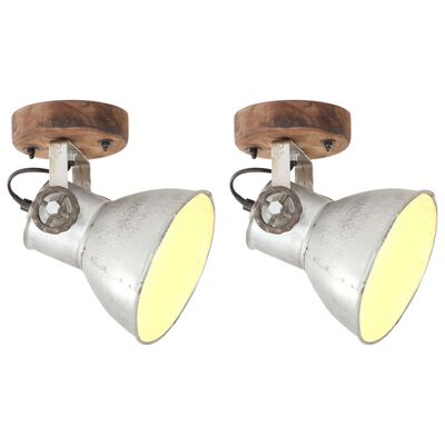 vidaXL Industrialne lampy ścienne/sufitowe 2 szt. srebrne 20x25 cm E27