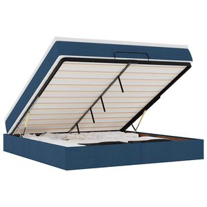 vidaXL Rama ł&oacute;żka otomana z materacem, niebieska, 160x200 cm, tkanina