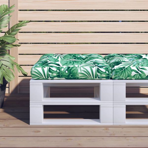 vidaXL Poduszka na paletę, wz&oacute;r w liście, 50x50x12 cm, tkanina