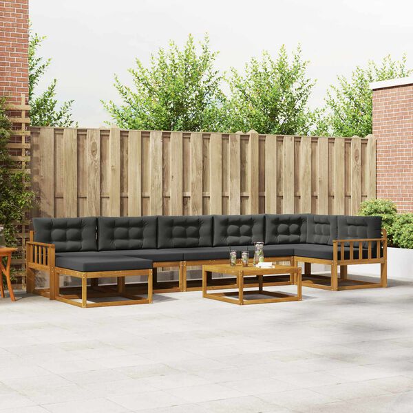 vidaXL Zestaw sof na zewnątrz z poduszką 8 pcs Naturalny i Antracytowy