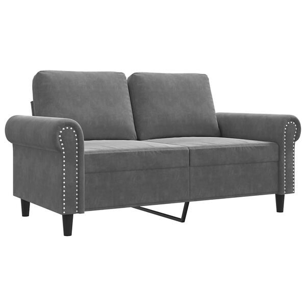 vidaXL Sofa 2-osobowa, ciemnoszary, 120 cm, tapicerowana aksamitem