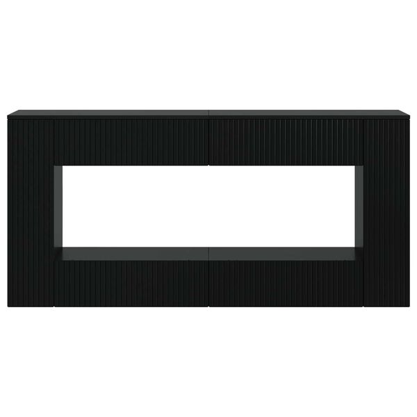 vidaXL Konsola Paski Czarny 155 x 29 x 74 cm Drewno inżynieryjne