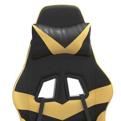 vidaXL Obrotowy fotel gamingowy, czarno-złoty, sztuczna skóra