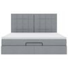 vidaXL Rama ł&oacute;żka otomana z materacem, jasnoszara, 180x200 cm, tkanina