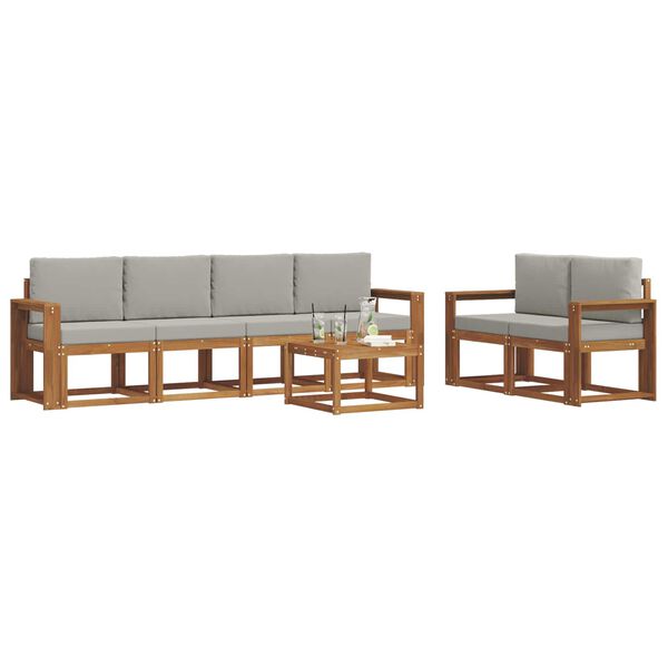 vidaXL Zestaw sof na zewnątrz z poduszką 7 pcs Naturalny i Jasny Szary