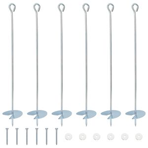vidaXL Kotwa ziemna 6 pcs srebrny &Oslash;10 x 60 cm Galwanizowany metal