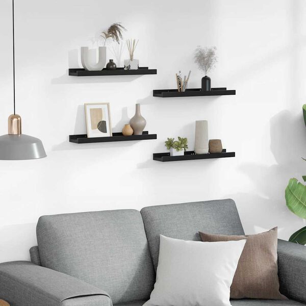 vidaXL P&oacute;łki ścienne, 4 szt., czarne, 40x9x3 cm