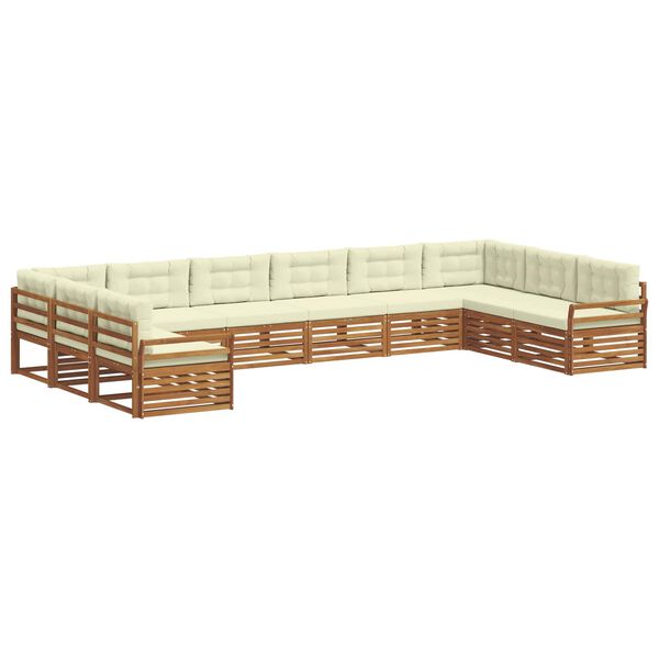 vidaXL Zestawy sof 10 pcs Naturalny i Kremowy Lite Drewno Akacji