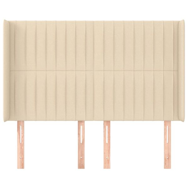 vidaXL Zagł&oacute;wek uszak, kremowy, 147x16x118/128 cm, tkanina