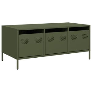 vidaXL Stolik kawowy, oliwkowy, 101,5x50x43,5 cm, stal