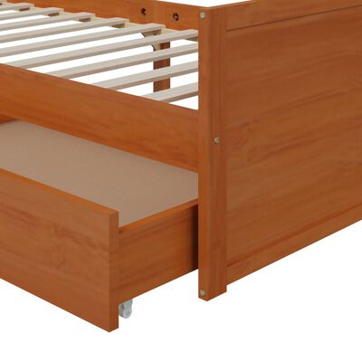 vidaXL Rama łóżka z szufladami, miodowy brąz, sosnowa, 90 x 200 cm