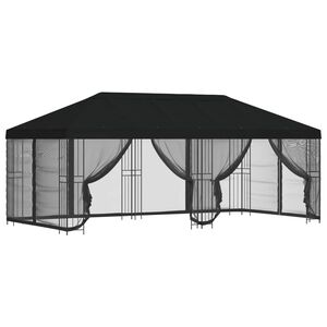 vidaXL Altana z bokami 6 x 3 m Czarny Poliester i Stal 190