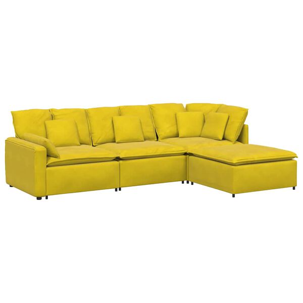 vidaXL Sofa modułowa z podn&oacute;żkiem i poduszkami Velvet Yellow