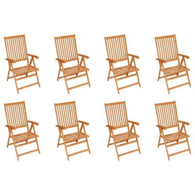 vidaXL Rozkładane krzesła ogrodowe, 8 szt., lite drewno tekowe