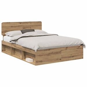 vidaXL Ramka ł&oacute;żka Dąb rzemieślniczy 150 x 200 cm Lite drewno sosnowe