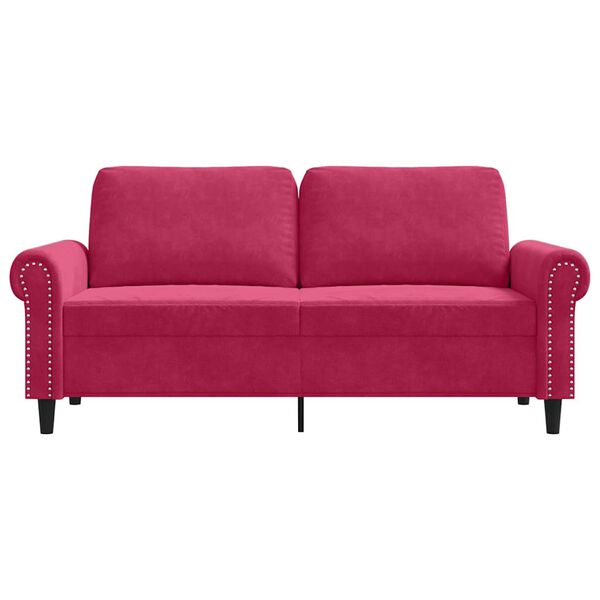 vidaXL Sofa 2-osobowa, winna czerwień, 140 cm, tapicerowana aksamitem